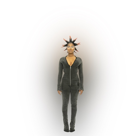 sleeved skull uzip jumpsuit - Picture 2 of 9